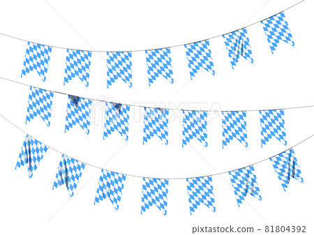 Blue bavarian party flags garland with checkered pattern isolated Blue bavarian party flags garland with checkered pattern isolated 81804392