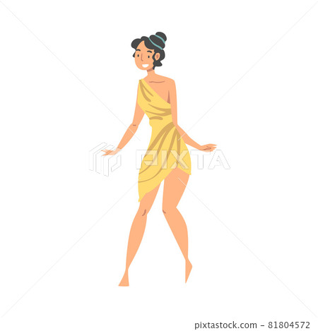 Greek or Hellene Woman Character in Ethnic Chiton Clothing Vector Illustration 81804572