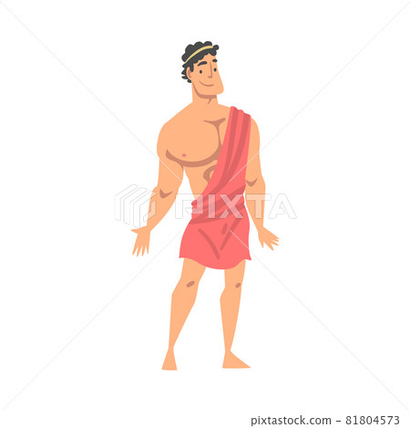 Greek or Hellene Man Character in Ethnic Chiton Clothing Vector Illustration 81804573