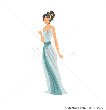 Greek or Hellene Woman Character in Ethnic Chiton Clothing Vector Illustration 81804577
