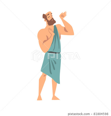Greek or Hellene Man Character in Ethnic Chiton Clothing Vector Illustration 81804598