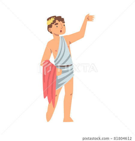 Greek or Hellene Man Character in Ethnic Chiton Clothing and Laurel Wreath Vector Illustration Greek or Hellene Man Character in Ethnic Chiton Clothing and Laurel Wreath Vector Illustration 81804612