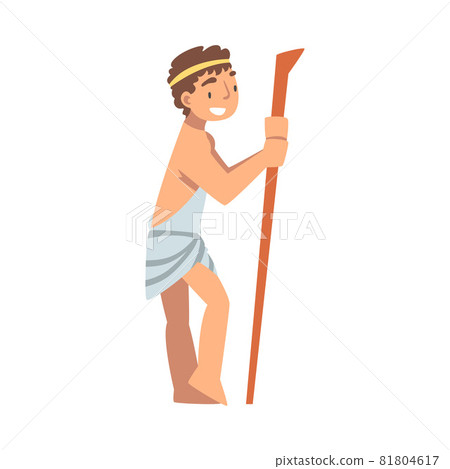 Greek or Hellene Man Character in Ethnic Chiton Clothing and Wooden Stick Vector Illustration Greek or Hellene Man Character in Ethnic Chiton Clothing and Wooden Stick Vector Illustration 81804617