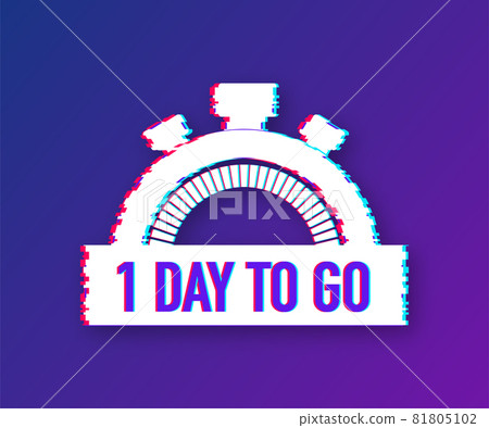1 day to go. Glitch style icon. Vector typographic design. Vector stock illustration. 81805102