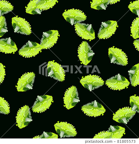 Seamless pattern lola rosa salad on dark green background. Modern ornament with lettuce. 81805573