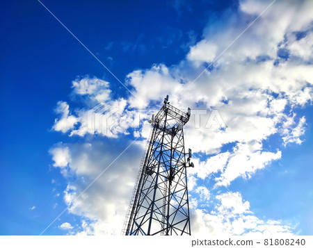 Telecommunication tower mobile phone antenna sky Telecommunication tower mobile phone antenna sky 81808240