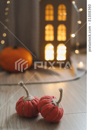 halloween and autumn cozy composition with pumpkins, october home decoration halloween and autumn cozy composition with pumpkins, october home decoration 81808360