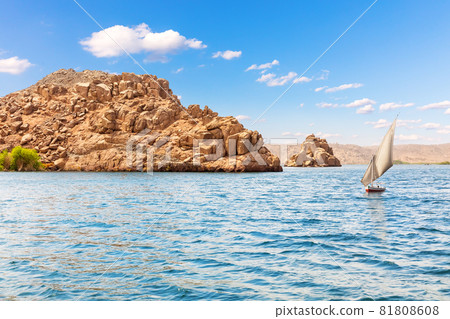 The Nile view, islands in the Lake Nasser, Aswan region, Egypt 81808608