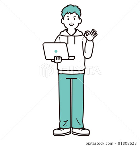 Illustration material of a person with an OK... - Stock Illustration ...