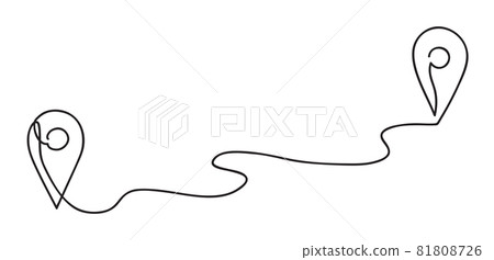 Abstract Traffic route between two points on map. Geolocation signs and trip plan trace Continuous line art drawing vector illustration Abstract Traffic route between two points on map. Geolocation signs and trip plan trace Continuous line art drawing vector illustration 81808726