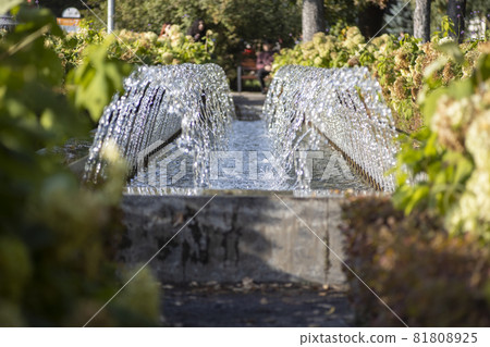 fountains in summer park. nice sunny day outdoors in the park fountains in summer park. nice sunny day outdoors in the park 81808925