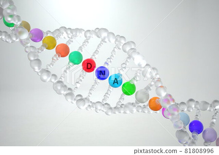 DNA molecule with text. 3D rendering DNA molecule with text. 3D rendering 81808996