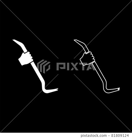 Crowbar in hand holding tool use Arm using Multifunctional utility bar icon white color vector illustration flat style image set Crowbar in hand holding tool use Arm using Multifunctional utility bar icon white color vector illustration flat style image set 81809124
