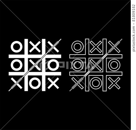 Tic tac toe icon white color vector illustration flat style image set Tic tac toe icon white color vector illustration flat style image set 81809182