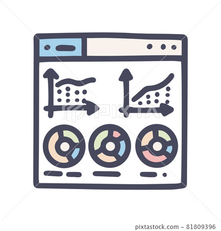 color vector doodle simple icon site with graphs 81809396