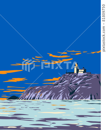 South Bishops Lighthouse on Ramsey Island in Pembrokeshire Coast National Park in Wales United Kingdom UK Art Deco WPA Poster Art South Bishops Lighthouse on Ramsey Island in Pembrokeshire Coast National Park in Wales United Kingdom UK Art Deco WPA Poster Art 81809750