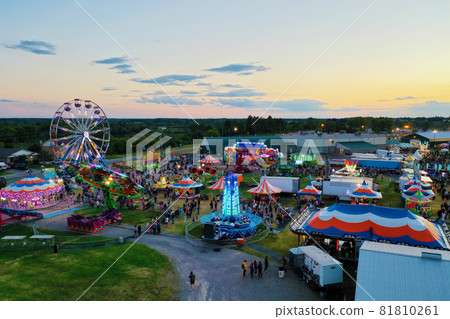 Aerial of a Fair at dusk 81810261