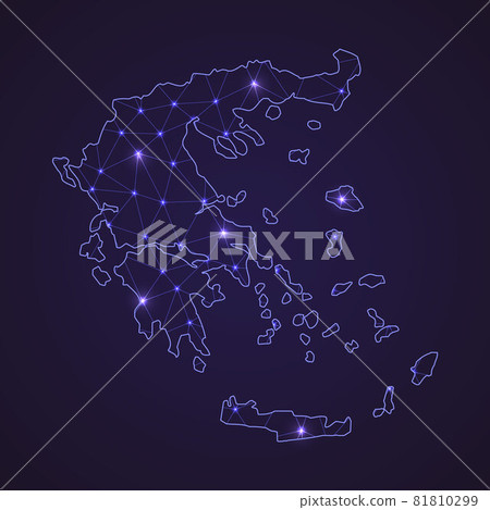 Digital network map of Greece. Abstract connect line and dot 81810299