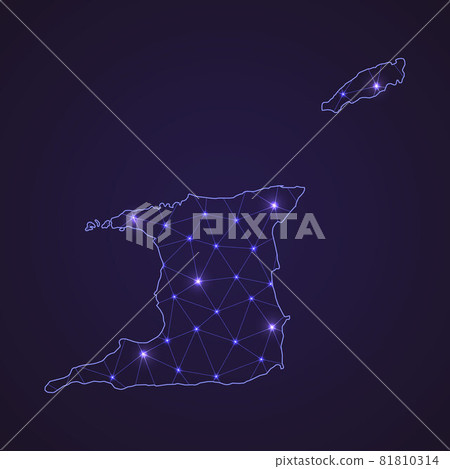 Digital network map of Trinidad and Tobago. Abstract connect lin 81810314