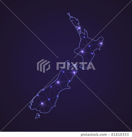 Digital network map of New Zealand. Abstract...-插圖素材 [81810353] - PIXTA圖庫