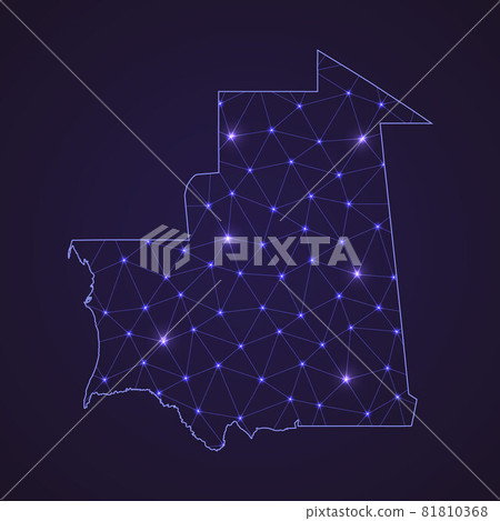 Digital network map of Mauritania. Abstract connect line and dot 81810368