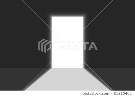 Open door light in a dark room. Bright doorway 81810463
