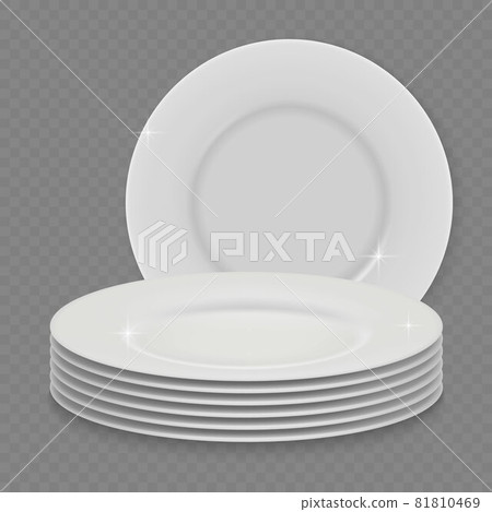 3d realistic white clean dish plate isolated 81810469