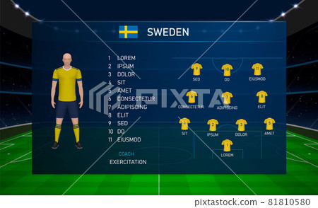 Football scoreboard broadcast graphic with squad soccer team Swe 81810580