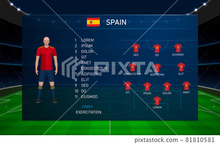 Football scoreboard broadcast graphic with squad soccer team Spa 81810581
