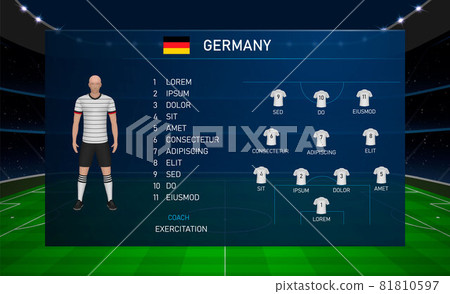 Football scoreboard broadcast graphic with squad soccer team Ger 81810597