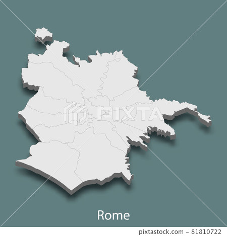 3d isometric map of Rome is a city of Italy 81810722