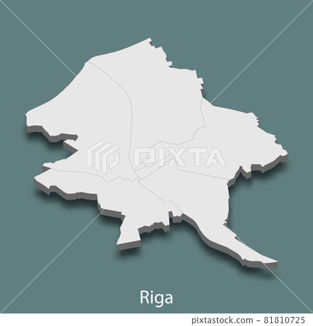 3d isometric map of Riga is a city of Latvia 81810725