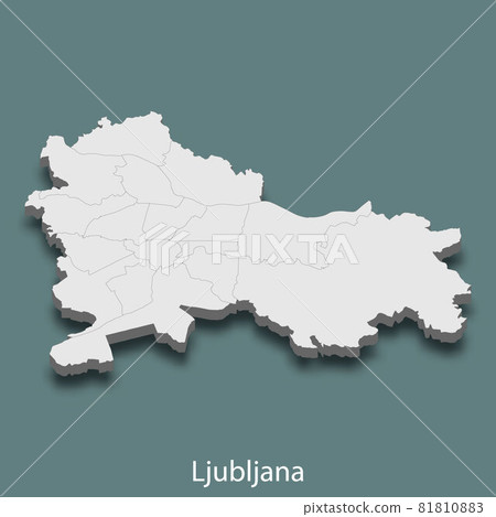 3d isometric map of Ljubljana is a city of Slovenia 81810883