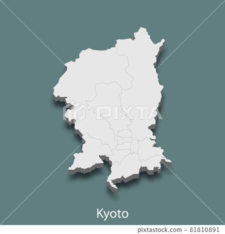 3d isometric map of Kyoto is a city of Japan 81810891