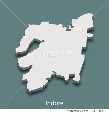 3d isometric map of Indore is a city of India 81810908
