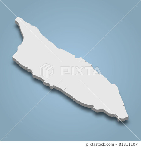 3d isometric map of Aruba is an island in Caribbean 81811107