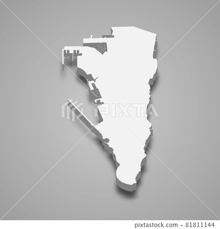3d isometric map of Gibraltar, isolated with shadow 81811144