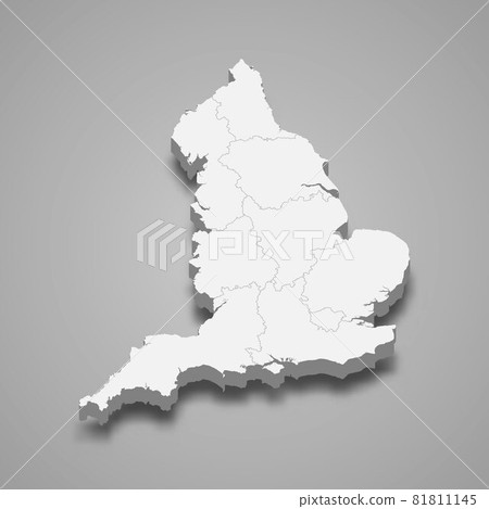 3d isometric map of England, isolated with shadow 81811145