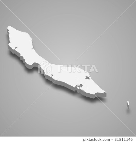 3d isometric map of Curacao, isolated with shadow 81811146