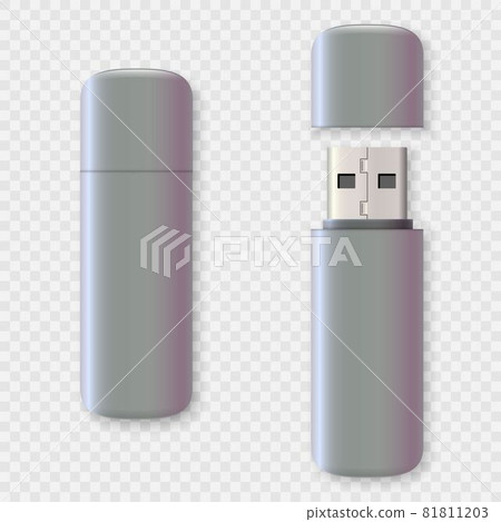 Blank usb drive design mock up set, 3d rendering. Clear plastic for your design Blank usb drive design mock up set, 3d rendering. Clear plastic for your design 81811203