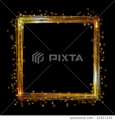Vector golden frame with lights effects. Shining rectangle banne for your design 81811310