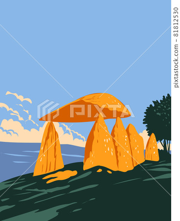 Pentre Ifan Dolmen Monument or Megalithic Tomb Within Nevern Community Pembrokeshire in Wales United Kingdom UK Art Deco WPA Poster Art Pentre Ifan Dolmen Monument or Megalithic Tomb Within Nevern Community Pembrokeshire in Wales United Kingdom UK Art Deco WPA Poster Art 81812530
