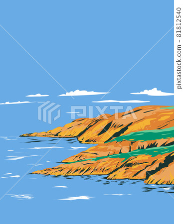 Marloes Peninsula in Pembrokeshire Coast National Park with St Brides Bay Wales United Kingdom UK Art Deco WPA Poster Art Marloes Peninsula in Pembrokeshire Coast National Park with St Brides Bay Wales United Kingdom UK Art Deco WPA Poster Art 81812540