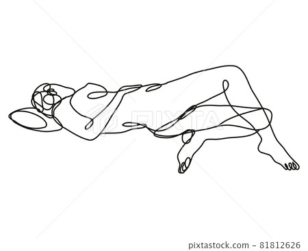 Female Nude Reclining in Supine Pose Continuous Line Doodle Drawing Female Nude Reclining in Supine Pose Continuous Line Doodle Drawing 81812626