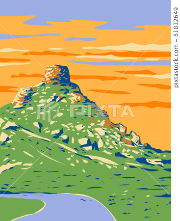 Castle Rock at Valley of the Rocks at Lynton Within Exmoor National Park North Devon South West England UK Art Deco WPA Poster Art Castle Rock at Valley of the Rocks at Lynton Within Exmoor National Park North Devon South West England UK Art Deco WPA Poster Art 81812649