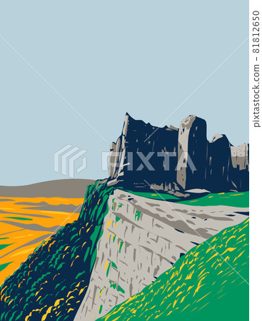 Carreg Cennen Castle Ruins Located Within Brecon Beacons National Park in Wales Uk Art Deco WPA Poster Art Carreg Cennen Castle Ruins Located Within Brecon Beacons National Park in Wales Uk Art Deco WPA Poster Art 81812650
