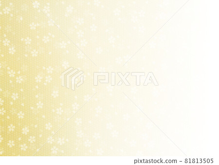 Tie-dye and cherry blossom pattern on Japanese paper / Yellow Gradation background material that fades from left to right Horizontal Other colors available 81813505