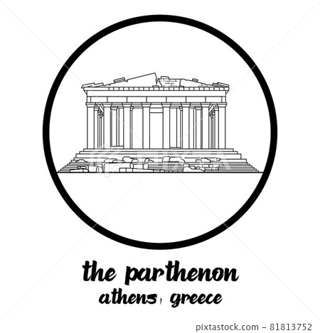 Circle icon line The Parthenon. Vector illustration 81813752