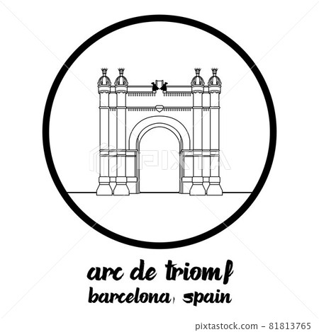 Circle icon line Arc de Triomf. Vector illustration 81813765