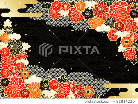 Japanese style floral background material with a kimono-like pattern 81814220